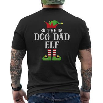 Dog Dad Elf Family Matching Christmas Group Elf Pajama Mens Back Print T-shirt | Mazezy
