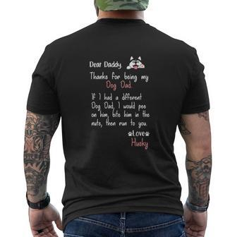 Dog Dad Husky Mens Back Print T-shirt | Mazezy