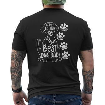 Dog Father Happy Father's Day To The Best Dog Dad Dog Lover Paws Names Mens Back Print T-shirt | Mazezy