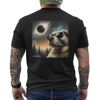 Dog Glasses Taking A Selfie With Solar 2024 Eclipse Men's T-shirt Back Print - Seseable