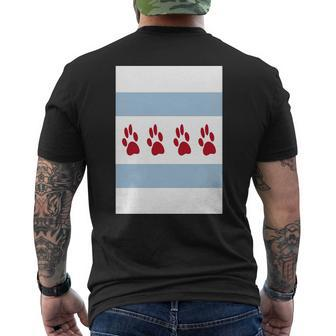 Dog Lovers Chicago Flag Paw Prints Custom Mens Back Print T-shirt - Thegiftio UK