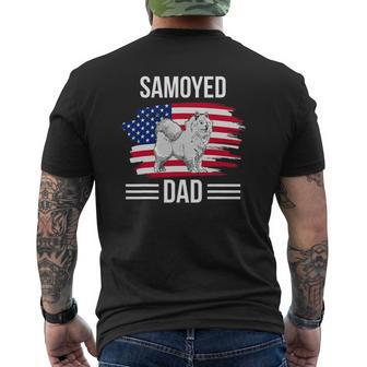Dog Owner Us Flag 4Th Of July Father's Day Samoyed Dad Mens Back Print T-shirt | Mazezy