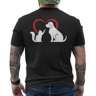 Dog Puppy And Baby Cat Heart Animal Dog & Cat Men's T-shirt Back Print - Thegiftio UK