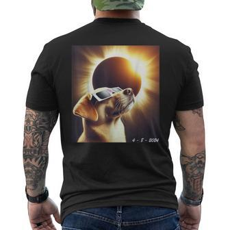 Dog Taking A Selfie With Solar 2024 Eclipse Wearing Glasses Men's T-shirt Back Print | Mazezy
