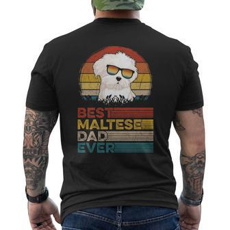 Dog Vintage Best Maltese Dad Ever Fathers Day Puppy Dog Dad Men's T-shirt Back Print | Mazezy