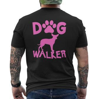 Dog Walker Dog And Paw Print Mens Back Print T-shirt | Mazezy