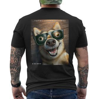 Dog Wearing Solar Eclipse Glasses 2024 Solar Eclipse Selfie Men's T-shirt Back Print - Monsterry