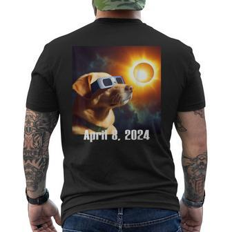 Dog Wearing Solar Glasses Eclipse Colorful Pop Culture Men's T-shirt Back Print | Mazezy