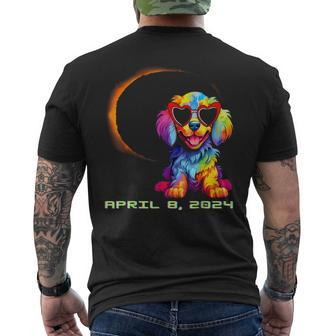 Dog Wearing Solar Glasses Eclipse Colorful Puppy Love Dog Men's T-shirt Back Print | Mazezy CA