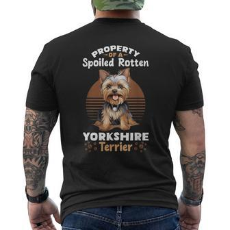 Dog Yorkie Property Of A Spoiled Rotten Yorkshire Terrier Men's T-shirt Back Print - Thegiftio UK