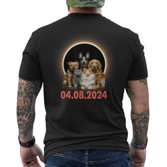 Dogs Cats Lovers Selfie Total Solar Eclipse April 8 2024 Men's T-shirt Back Print | Mazezy