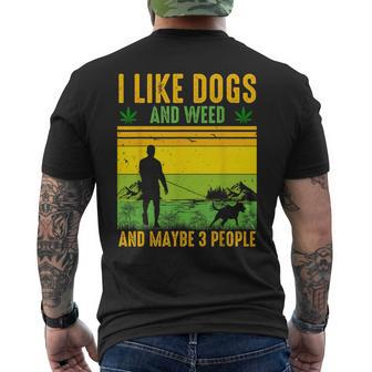 I Like Dogs And Weed And Maybe 3 People Vintage Stoner Men's T-shirt Back Print - Monsterry UK