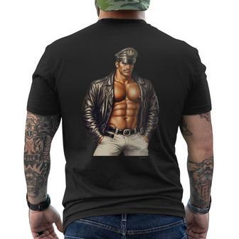Dom Gay Leather Biker Gay Pride Daddy Bear Mustache Men's T-shirt Back Print - Monsterry