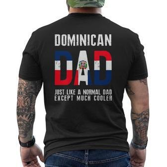 Dominican Dad Like Normal Except Cooler Republic Flag Mens Back Print T-shirt | Mazezy DE