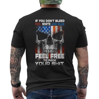 If You Don't Bleed Red White & Blue Feel Free On Back Men's T-shirt Back Print - Monsterry