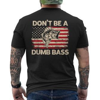 Don't Be A Dumb Bass Vintage Usa Flag Bass Fishing Men's T-shirt Back Print - Monsterry DE