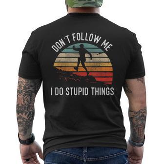 Don't Follow Me I Do Stupid Things Trail Running Vintage Men's T-shirt Back Print - Monsterry DE