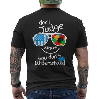 Don't Judge What You Don't Understand Autism Awareness Month Men's T-shirt Back Print | Mazezy