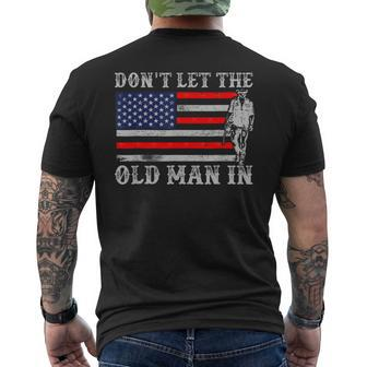 Don't Let The Old Man In Vintage American Flag Men's T-shirt Back Print - Monsterry