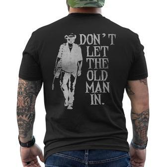 Don't Let The Old Man In Vintage American Flag Style Men's T-shirt Back Print - Monsterry
