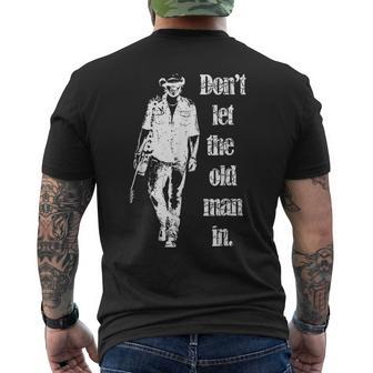 Don't Let The Old Man In Vintage Walking With A Guitar Men's T-shirt Back Print - Monsterry UK
