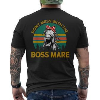 Don't Mess With The Boss Mare Horseback Riding Vintage Men's T-shirt Back Print - Monsterry