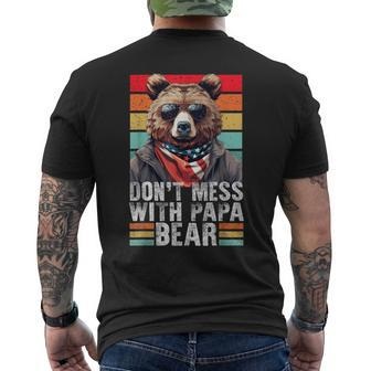 Don't Mess With Papa Bear Vintage Papa Bear Father's Day Men's T-shirt Back Print - Monsterry