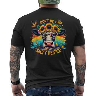 Don't Be A Salty Heifer Pun Cows Lover Vintage Men's T-shirt Back Print - Seseable