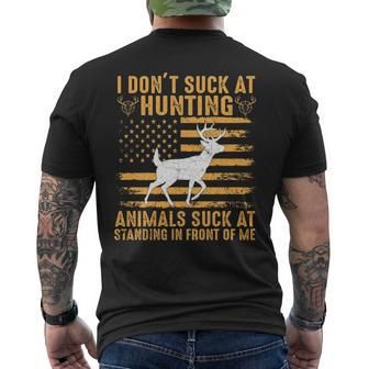 I Don't Suck At Hunting Animals Suck At Standing In Front Men's T-shirt Back Print | Mazezy