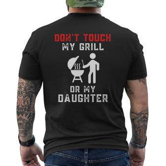 Don't Touch My Grill Or My Daughter Grilling Mens Back Print T-shirt | Mazezy
