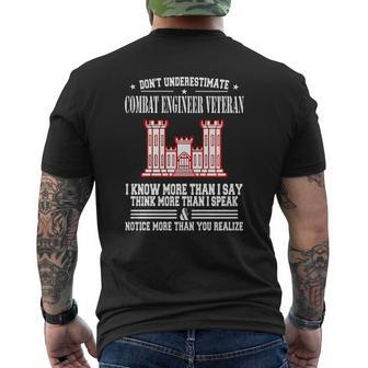 Don't Underestimate Combat Engineer Veteran T-Shirt Mens Back Print T-shirt - Thegiftio