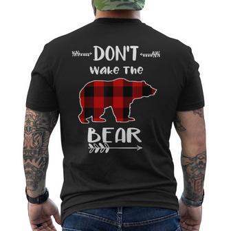 Don't Wake The Bear Black & Red Buffalo Plaid Bear Men's T-shirt Back Print - Monsterry DE