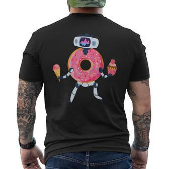 Donut Robot With Ice Cream And Cupcake Men's T-shirt Back Print - Monsterry