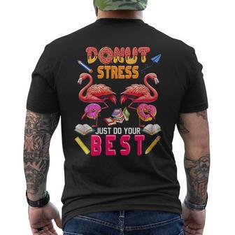Donut Stress Just Do Best Costume Donuts Lover Flamingos Men's T-shirt Back Print - Monsterry