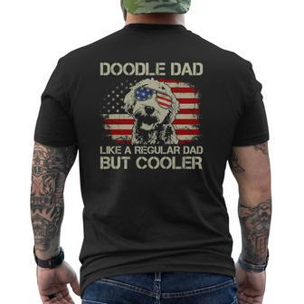 Doodle Dad Goldendoodle Regular Dad But Cooler American Flag Mens Back Print T-shirt | Mazezy