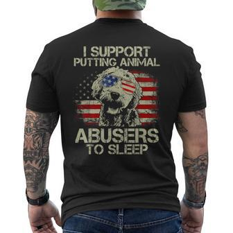 Doodle Usa Flag I Support Putting Animal Abusers To Sleep Men's T-shirt Back Print - Monsterry DE