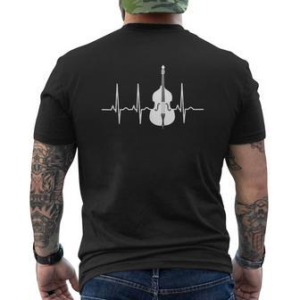 Double Bass Heartbeat Jazz Instruments Music Mens Back Print T-shirt - Thegiftio UK