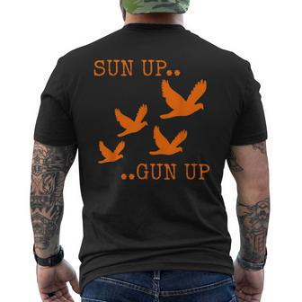 Dove Hunting Orange Camo Sun Up Gun Up Men's T-shirt Back Print - Monsterry DE