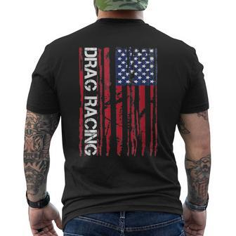 Drag Car Racing Patriotic American Flag Men's T-shirt Back Print - Monsterry DE