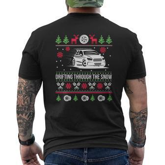 Drifting Through The Snow Car Ugly Christmas Shirt Mens Back Print T-shirt - Thegiftio UK