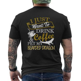 Drink Coffee And Pet My Bearded Dragon Shirt T-Shirt Mens Back Print T-shirt - Thegiftio UK