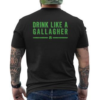 Drink Like A Gallagher Mens Back Print T-shirt - Thegiftio UK