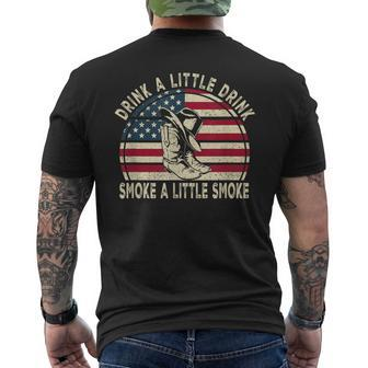 Drink A Little Drink Smoke A Little Smoke Retro Cowboy Hat Men's T-shirt Back Print - Thegiftio UK
