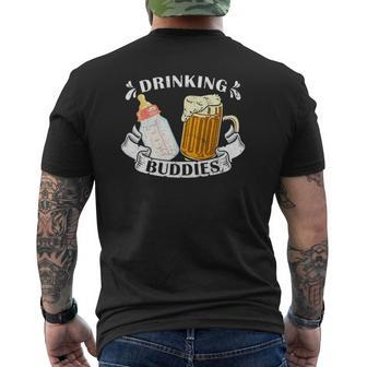 Drinking Buddies Dad And Baby Drinking Team Father's Day Mens Back Print T-shirt | Mazezy