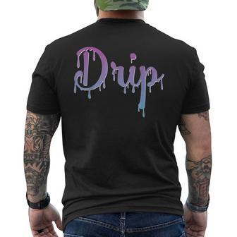 Drip Font Graphic Lettering Dripping Look Turquoise Purple Men's T-shirt Back Print - Monsterry DE