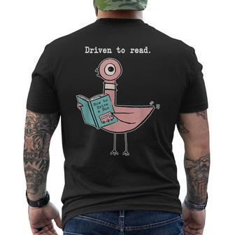 Driven To Read Pigeon Library Reading Books Reader Men's T-shirt Back Print - Thegiftio
