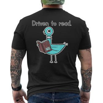 Driven To Read Pigeon Library Reading Books Reader Men's T-shirt Back Print | Mazezy