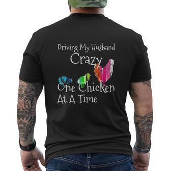 Driving My Husband Crazy One Chicken At A Time Shirt Mens Back Print T-shirt - Thegiftio