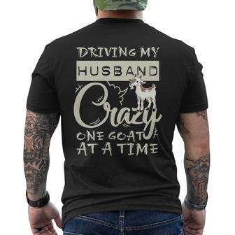 Driving My Husband Crazye Goat At A Time Men's T-shirt Back Print | Mazezy