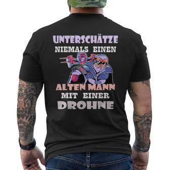 Drone Drone Pilot Grandpa Old Man T-Shirt mit Rückendruck - Seseable